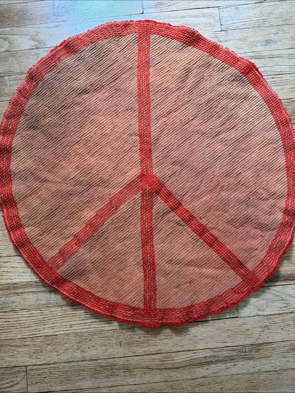 Vintage Round Peace Sign Rug - Picture 2 of 2